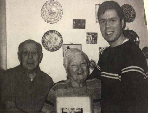 With my grandparents, holding a copy of the manuscript.